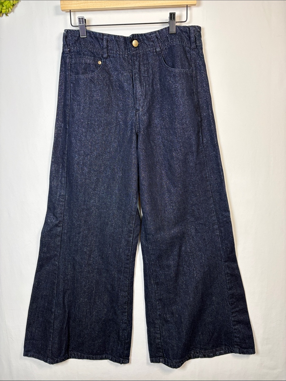 PILCRO ANTHROPOLOGIE The Adi Sparkle Flare Wide Leg Jeans size 28 - Picture 2 of 8